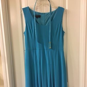 Sleeves pleated front sheath dress